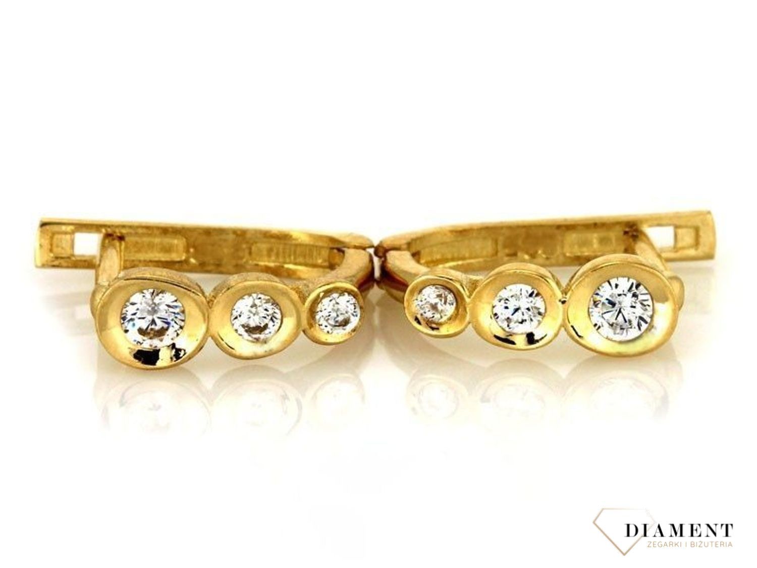 złote Kolczyki angielskie zapięcie KL6324 próby 0.333, błyszcząca, dla kobiety, dla dziewczynki, z cyrkoniami, angielskie, żółte złoto.jpg